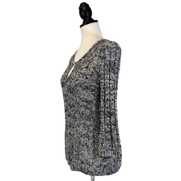 St. John Sport Open Knit KeyHole Neck Sweater Size S Black Gray Classic - Picture 3 of 8